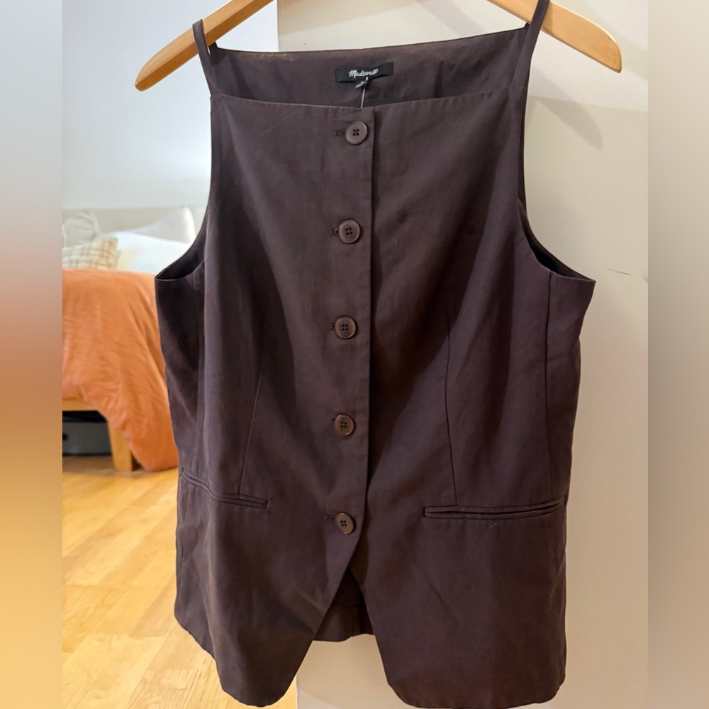 Madewell Brown Button-Front Tank Top